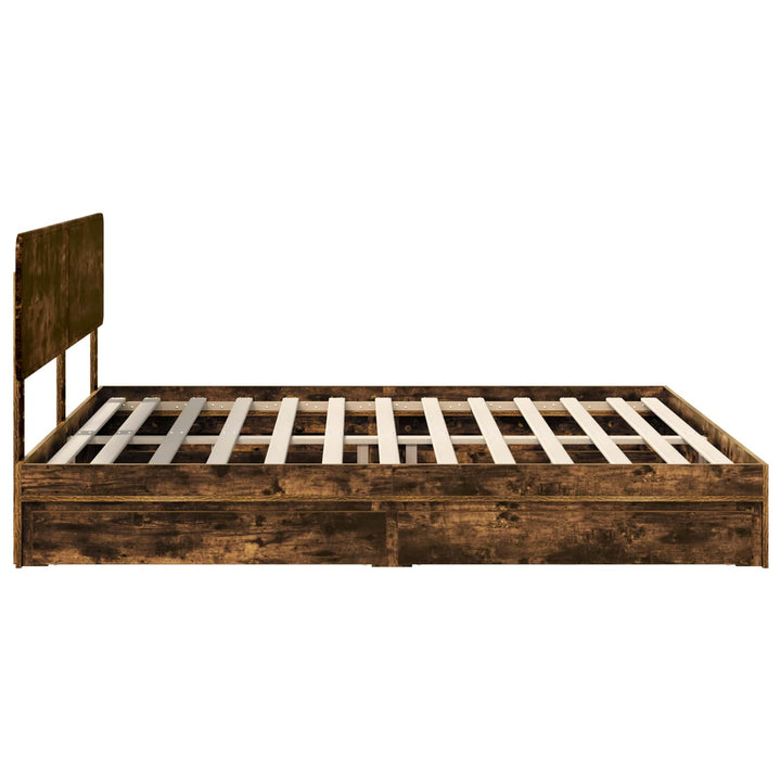 Opbevaringsseng Røget eg 180 x 200 cm Konstrueret træ