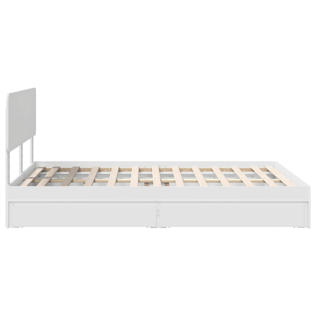 Opbevaringsseng med skuffe Hvid 160 x 200 cm Konstrueret træ