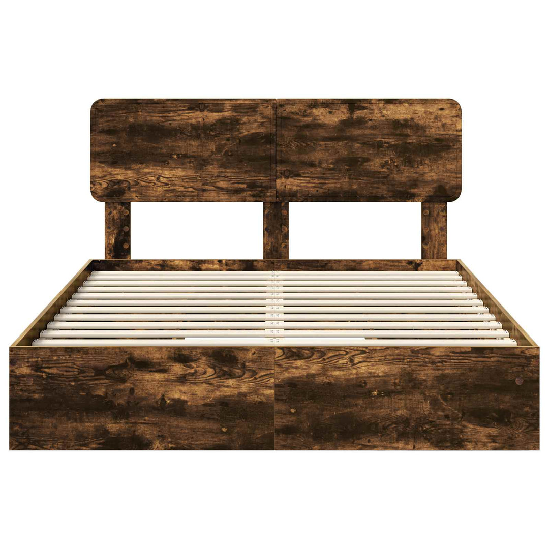 Opbevaringsseng Røget eg 160 x 200 cm Konstrueret træ