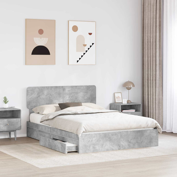 Opbevaringsseng Beton Grå 150 x 200 cm Konstrueret træ