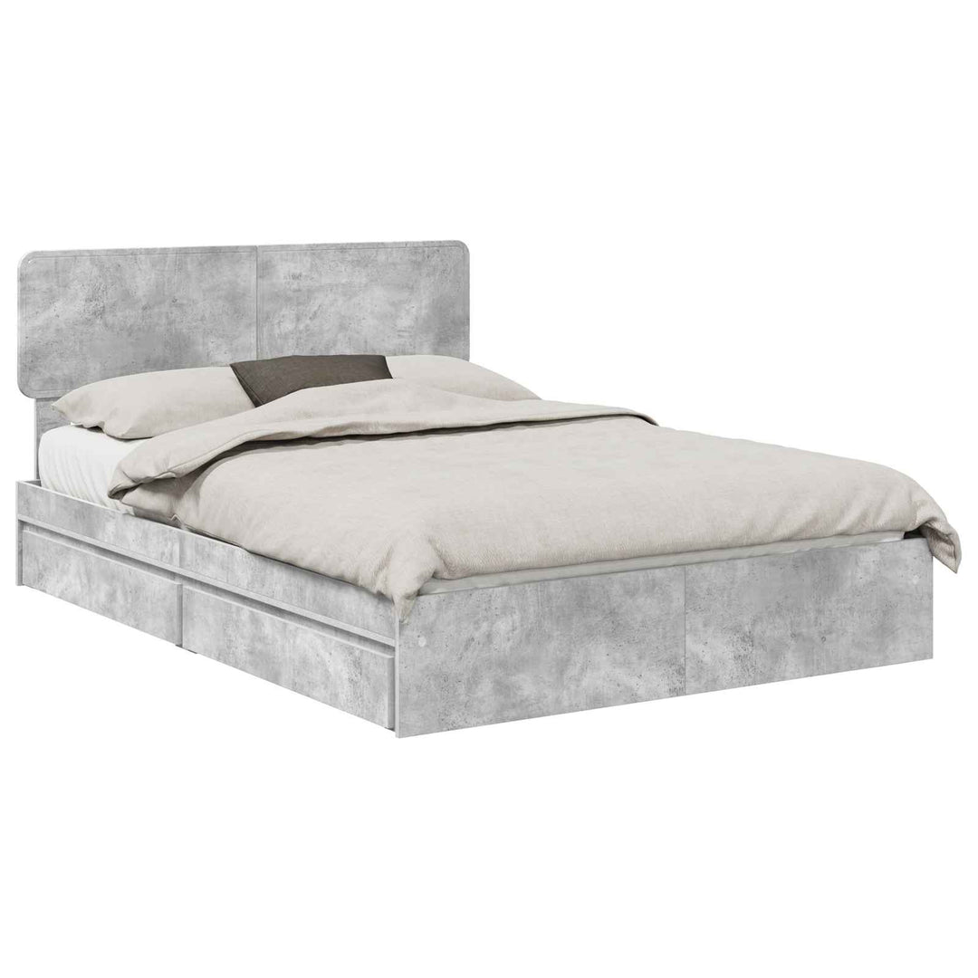 Opbevaringsseng Beton Grå 150 x 200 cm Konstrueret træ