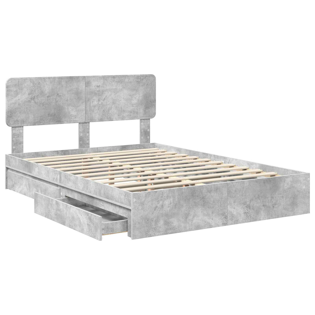 Opbevaringsseng Beton Grå 150 x 200 cm Konstrueret træ
