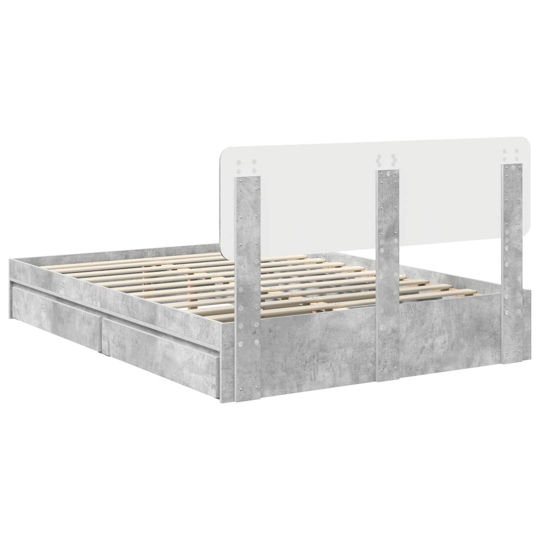 Opbevaringsseng Beton Grå 150 x 200 cm Konstrueret træ