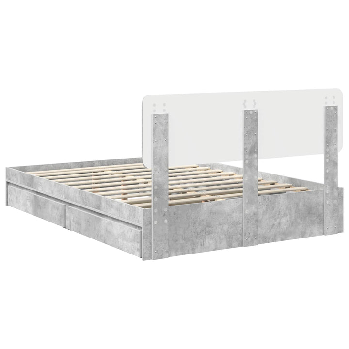 Opbevaringsseng Beton Grå 150 x 200 cm Konstrueret træ
