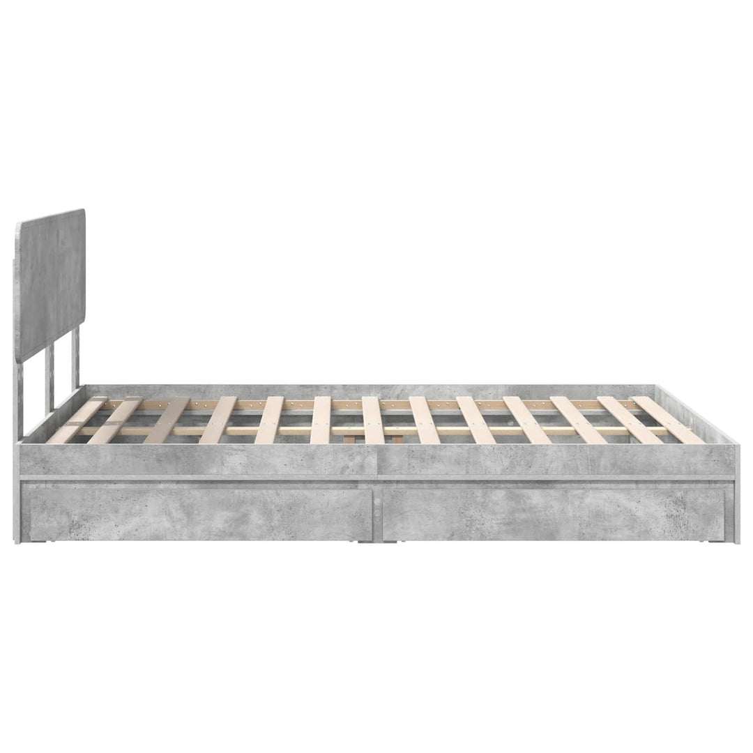 Opbevaringsseng Beton Grå 150 x 200 cm Konstrueret træ