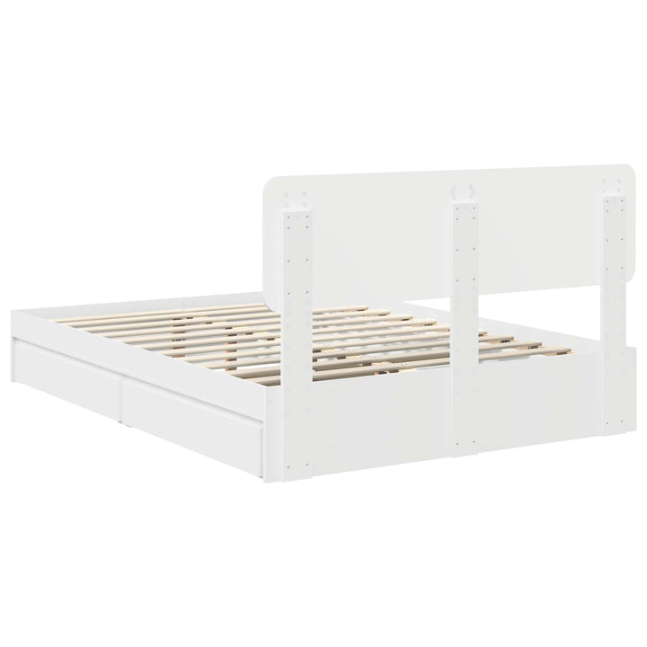 Opbevaringsseng med skuffe Hvid 140 x 200 cm Konstrueret træ