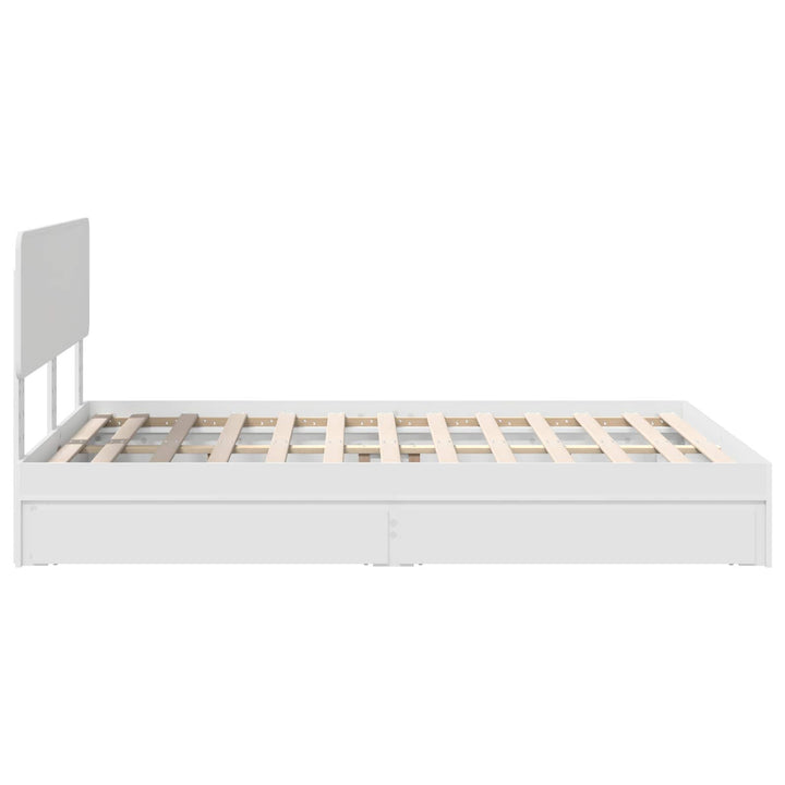 Opbevaringsseng med skuffe Hvid 140 x 200 cm Konstrueret træ