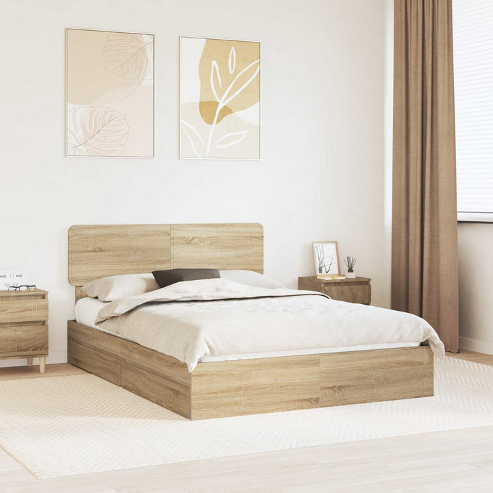 Opbevaringsseng Sonoma eg 140 x 200 cm Konstrueret træ