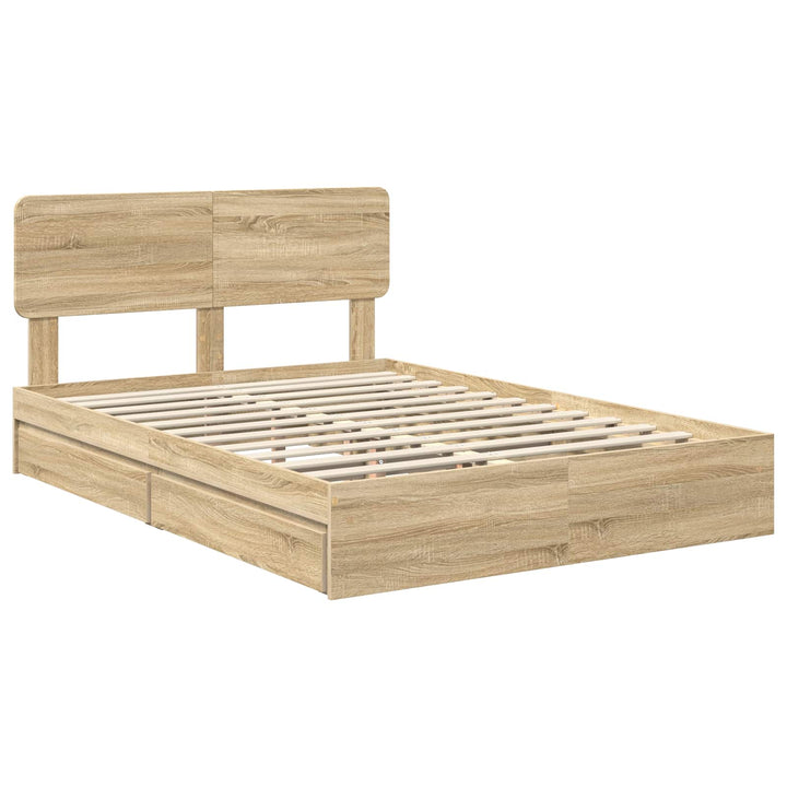 Opbevaringsseng Sonoma eg 140 x 190 cm Konstrueret træ