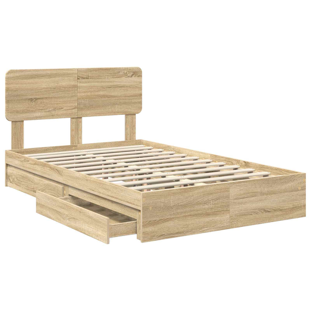 Opbevaringsseng Sonoma eg 135 x 190 cm Konstrueret træ
