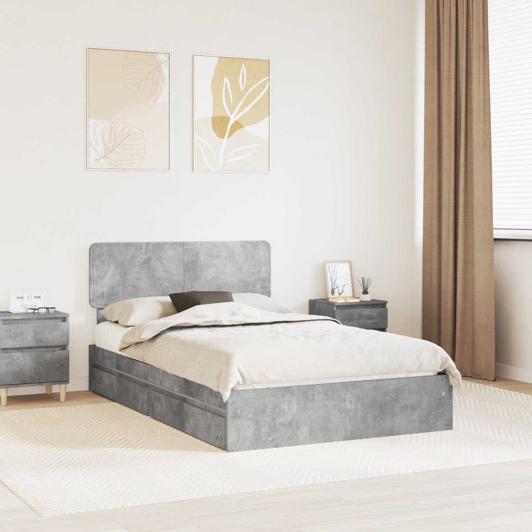 Opbevaringsseng Beton Grå 135 x 190 cm Konstrueret træ