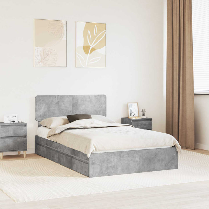 Opbevaringsseng Beton Grå 135 x 190 cm Konstrueret træ