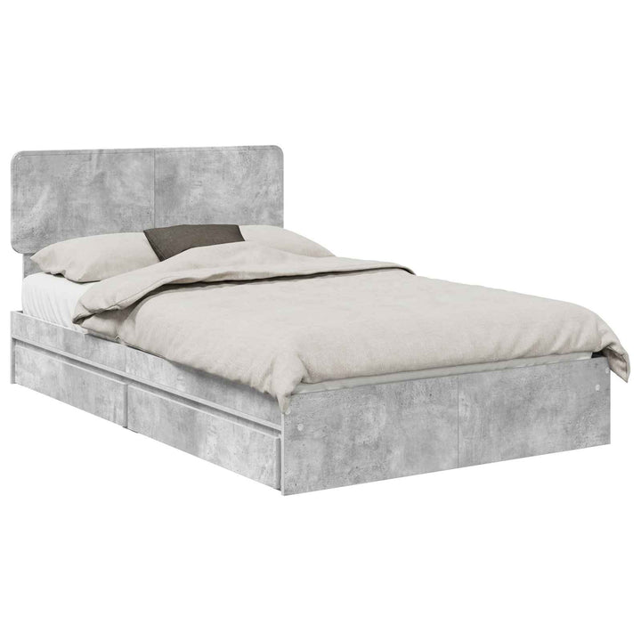 Opbevaringsseng Beton Grå 135 x 190 cm Konstrueret træ