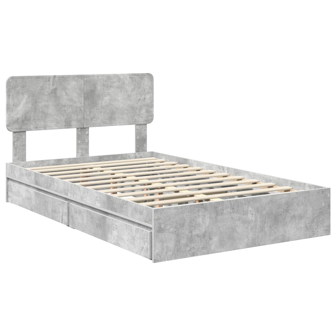 Opbevaringsseng Beton Grå 135 x 190 cm Konstrueret træ