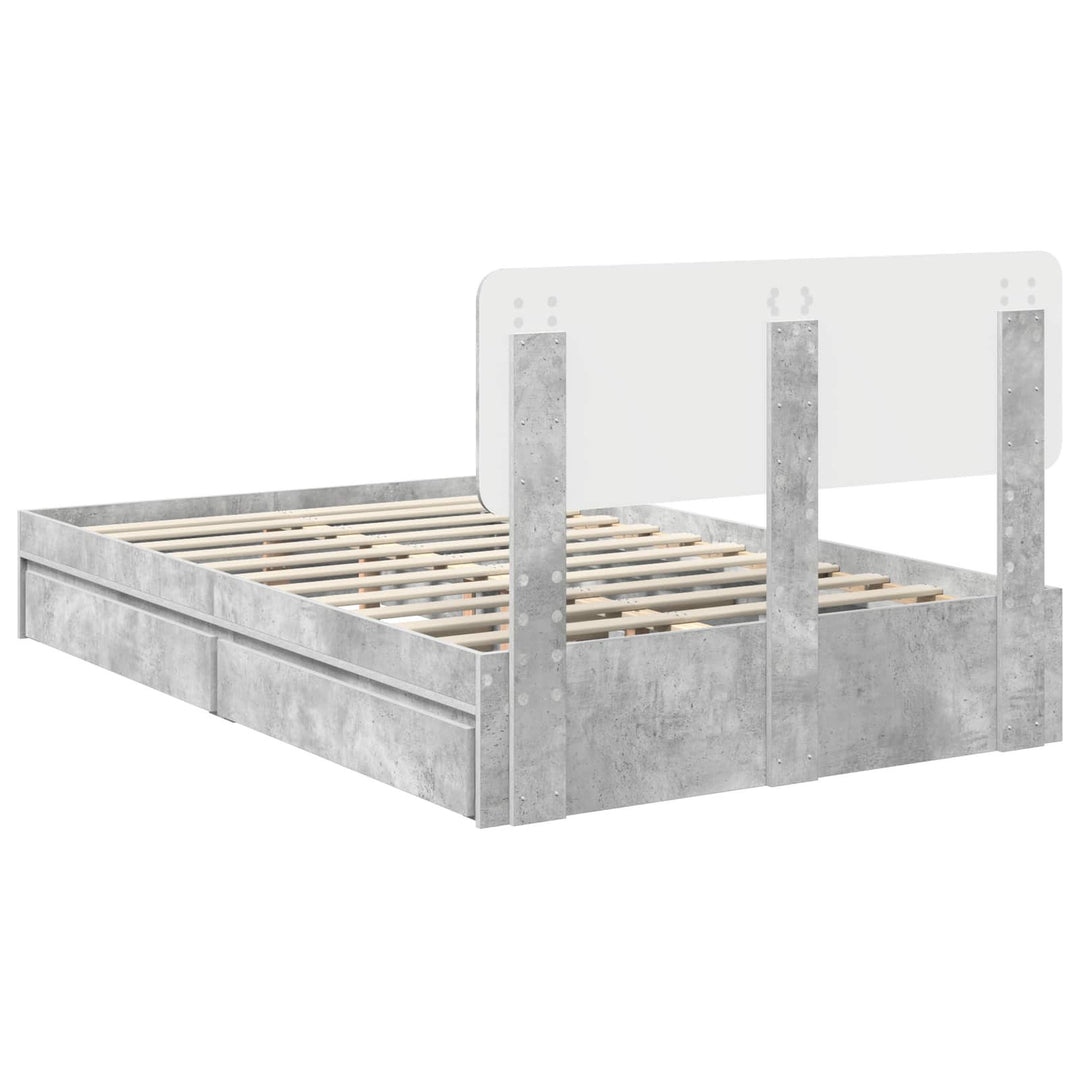 Opbevaringsseng Beton Grå 135 x 190 cm Konstrueret træ
