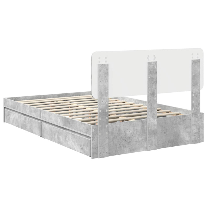 Opbevaringsseng Beton Grå 135 x 190 cm Konstrueret træ