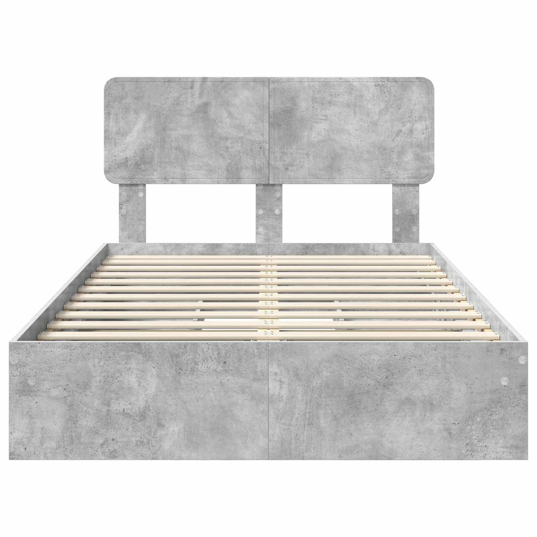 Opbevaringsseng Beton Grå 135 x 190 cm Konstrueret træ