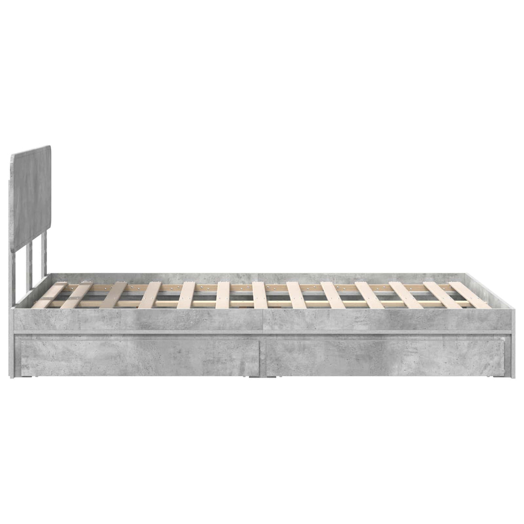 Opbevaringsseng Beton Grå 135 x 190 cm Konstrueret træ