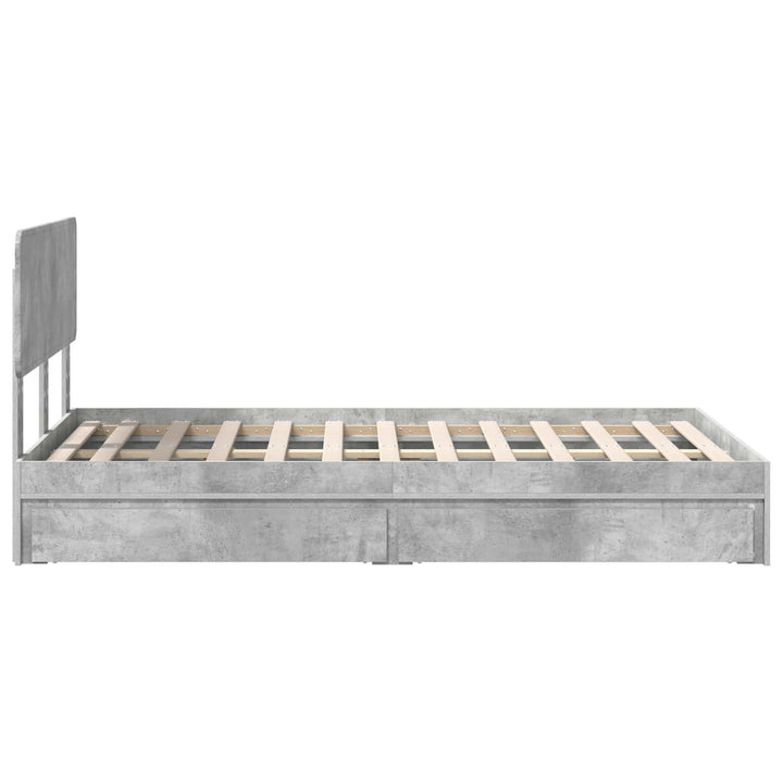 Opbevaringsseng Beton Grå 135 x 190 cm Konstrueret træ