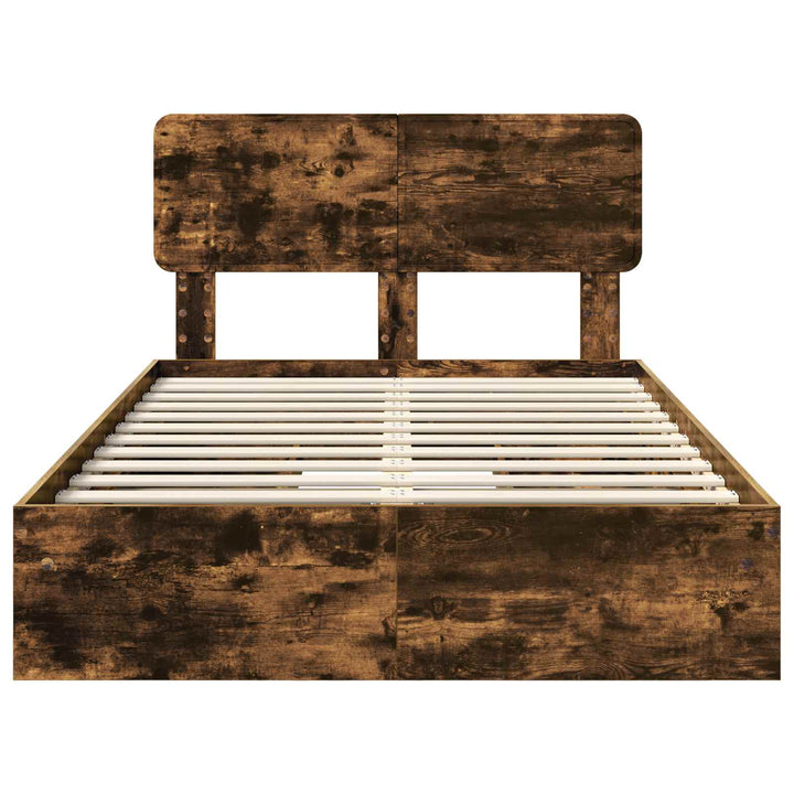 Opbevaringsseng Røget eg 135 x 190 cm Konstrueret træ