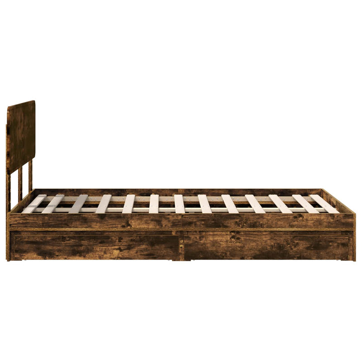 Opbevaringsseng Røget eg 135 x 190 cm Konstrueret træ