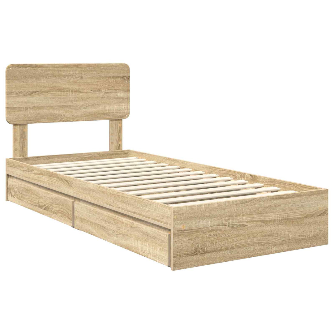 Opbevaringsseng Sonoma eg 100 x 200 cm Konstrueret træ