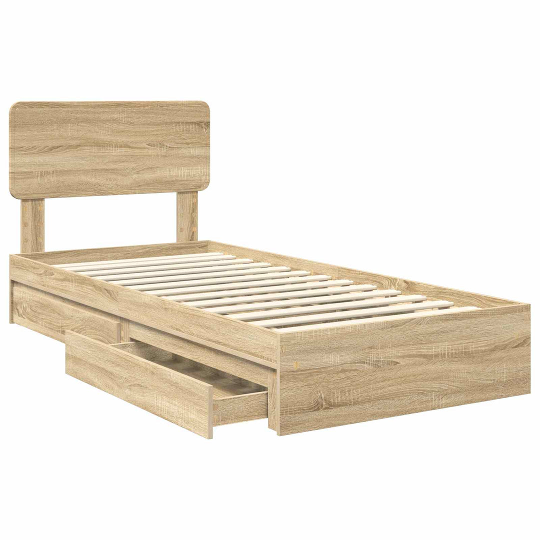 Opbevaringsseng Sonoma eg 100 x 200 cm Konstrueret træ