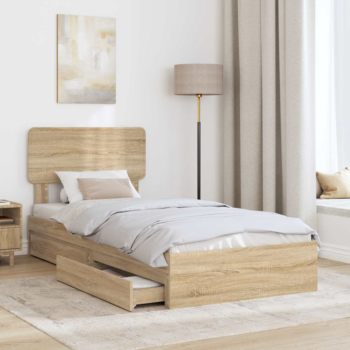 Opbevaringsseng Sonoma eg 90 x 200 cm Konstrueret træ