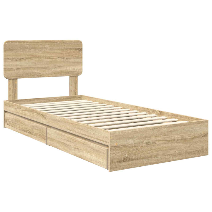 Opbevaringsseng Sonoma eg 90 x 190 cm Konstrueret træ