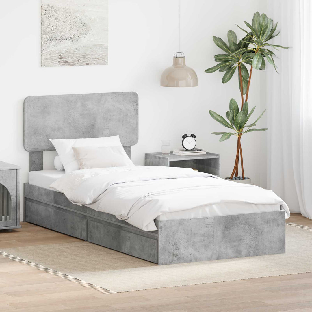Opbevaringsseng Beton Grå 90 x 190 cm Konstrueret træ