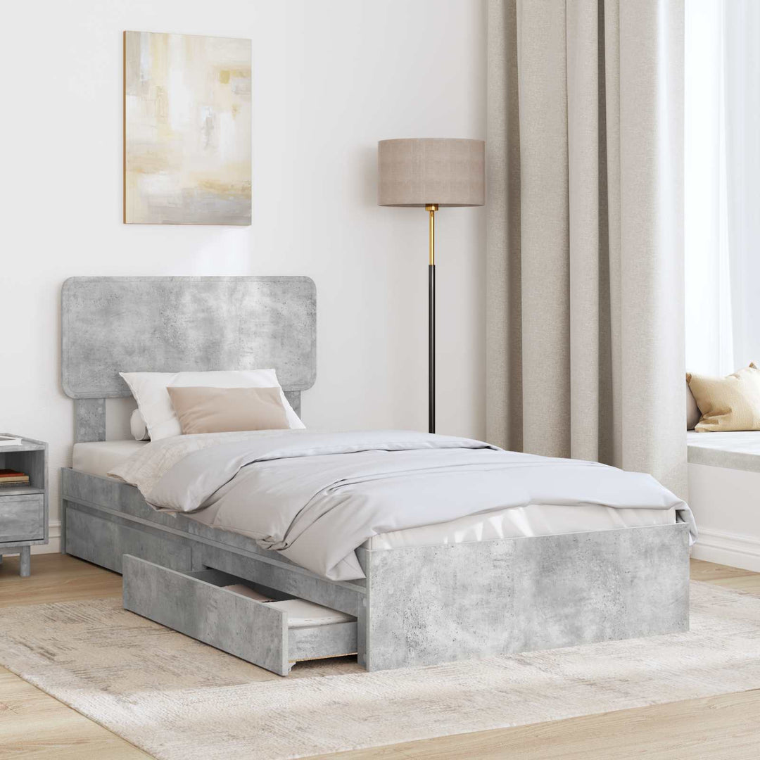 Opbevaringsseng Beton Grå 90 x 190 cm Konstrueret træ
