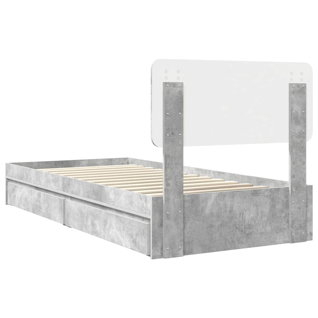 Opbevaringsseng Beton Grå 90 x 190 cm Konstrueret træ