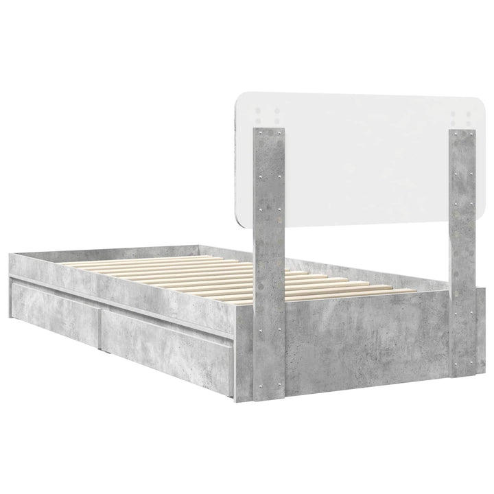 Opbevaringsseng Beton Grå 90 x 190 cm Konstrueret træ