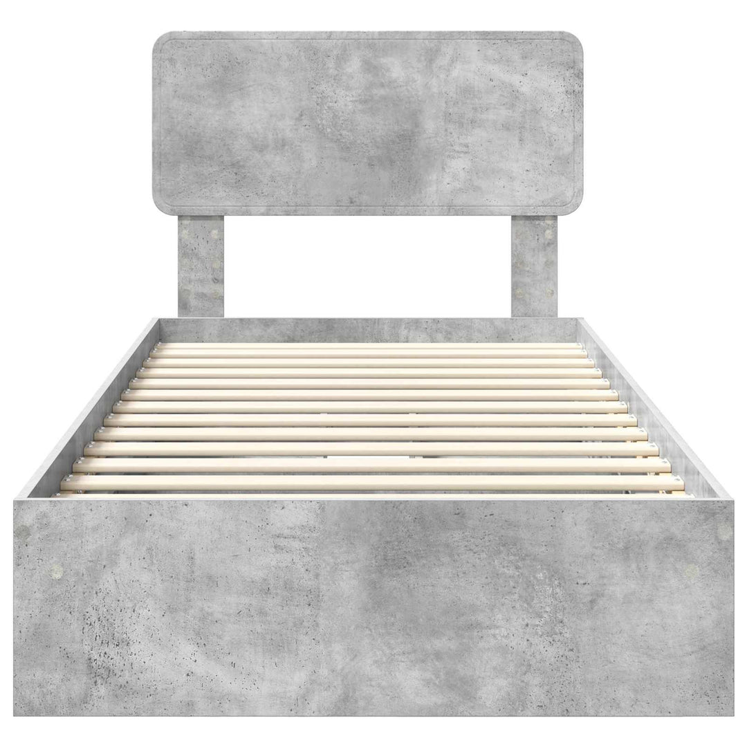 Opbevaringsseng Beton Grå 90 x 190 cm Konstrueret træ