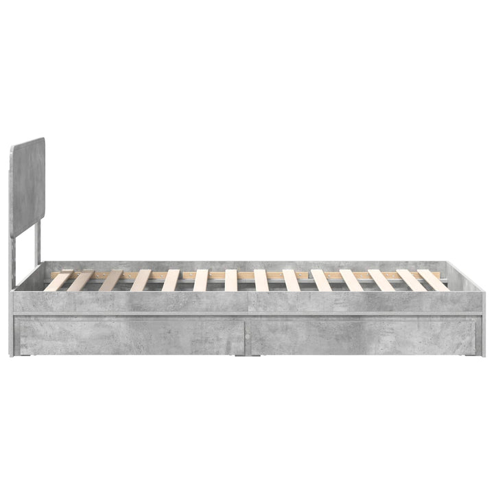 Opbevaringsseng Beton Grå 90 x 190 cm Konstrueret træ