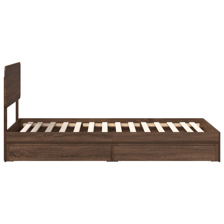 Opbevaringsseng med skuffe Brun eg 75 x 190 cm Konstrueret træ