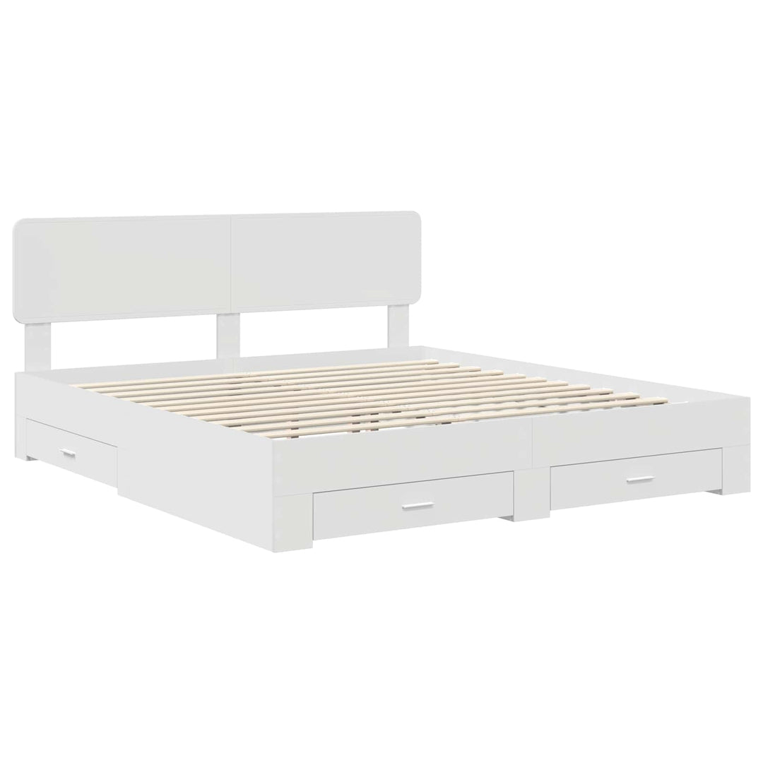 Sengestel med skuffe Hvid 180 x 200 cm Konstrueret træ