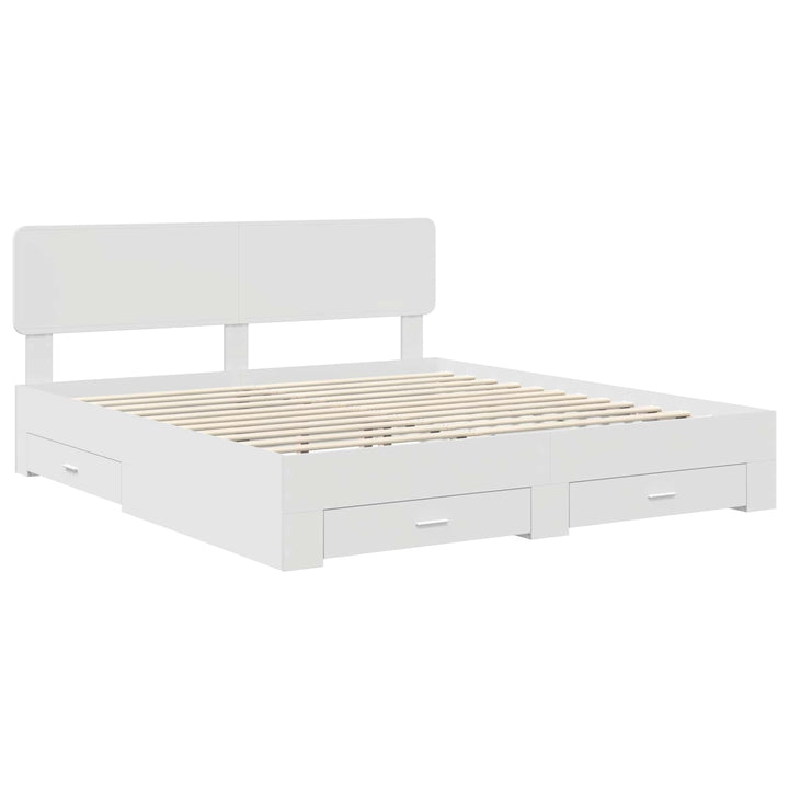 Sengestel med skuffe Hvid 180 x 200 cm Konstrueret træ