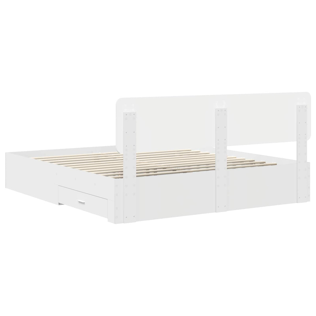 Sengestel med skuffe Hvid 180 x 200 cm Konstrueret træ