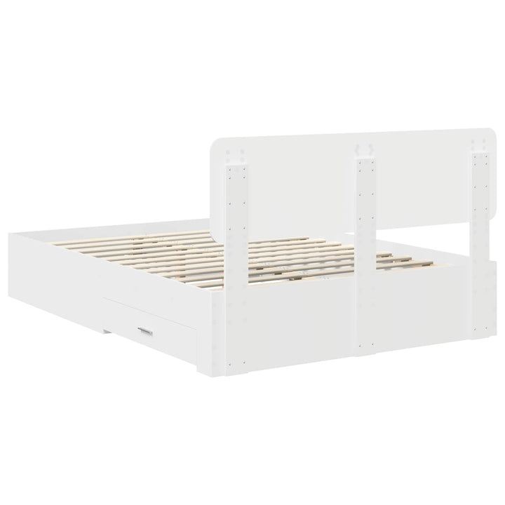 Sengestel med skuffe Hvid 160 x 200 cm Konstrueret træ