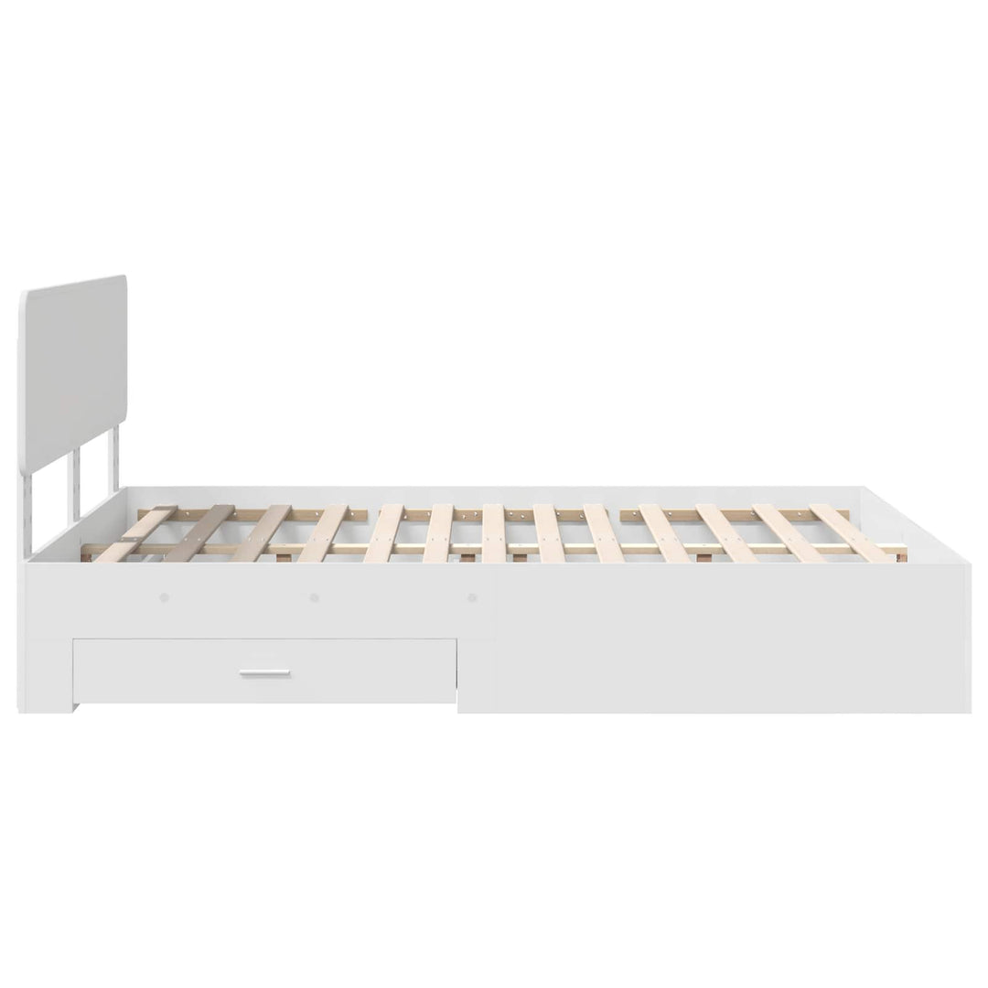 Sengestel med skuffe Hvid 160 x 200 cm Konstrueret træ