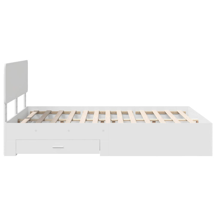 Sengestel med skuffe Hvid 160 x 200 cm Konstrueret træ