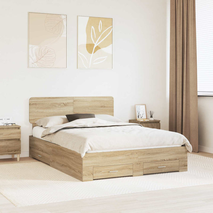 Sengestel med skuffe Sonoma eg 150 x 200 cm Konstrueret træ