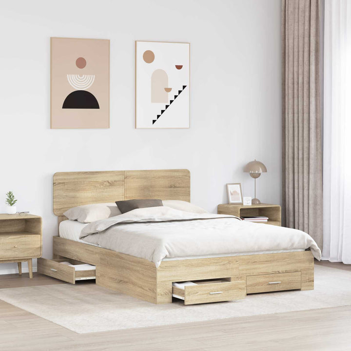 Sengestel med skuffe Sonoma eg 150 x 200 cm Konstrueret træ
