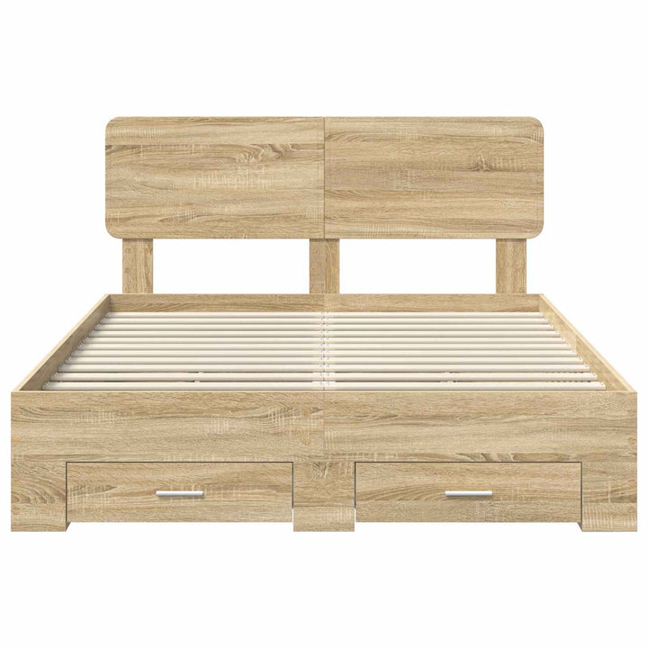 Sengestel med skuffe Sonoma eg 150 x 200 cm Konstrueret træ