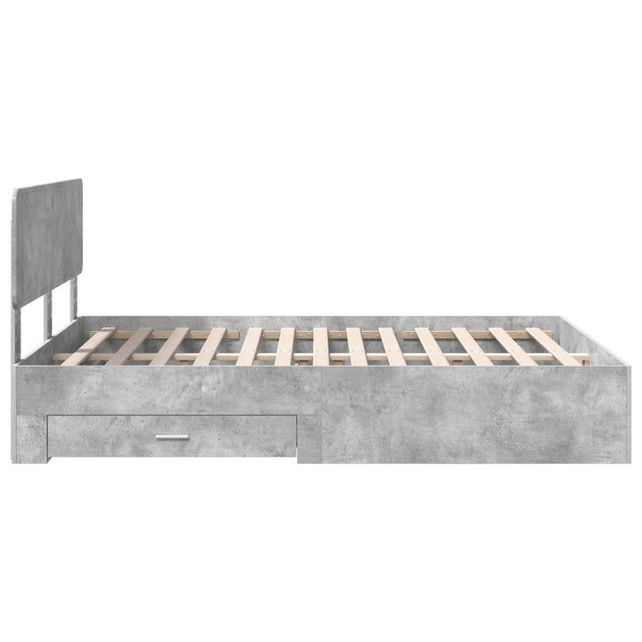 Sengestel med skuffe Beton Grå 150 x 200 cm Konstrueret træ