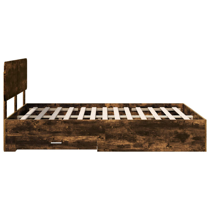 Sengestel med skuffe Røget eg 150 x 200 cm Konstrueret træ