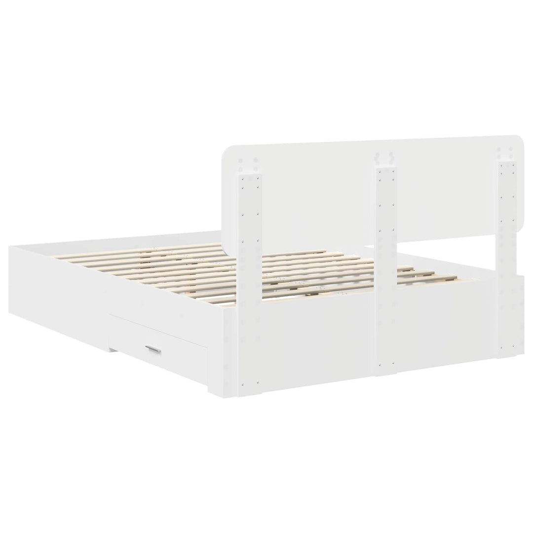 Sengestel med skuffe Hvid 140 x 200 cm Konstrueret træ