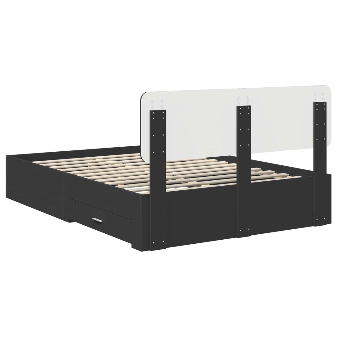 Sengestel med hovedgærde Sort 140 x 190 cm Konstrueret træ