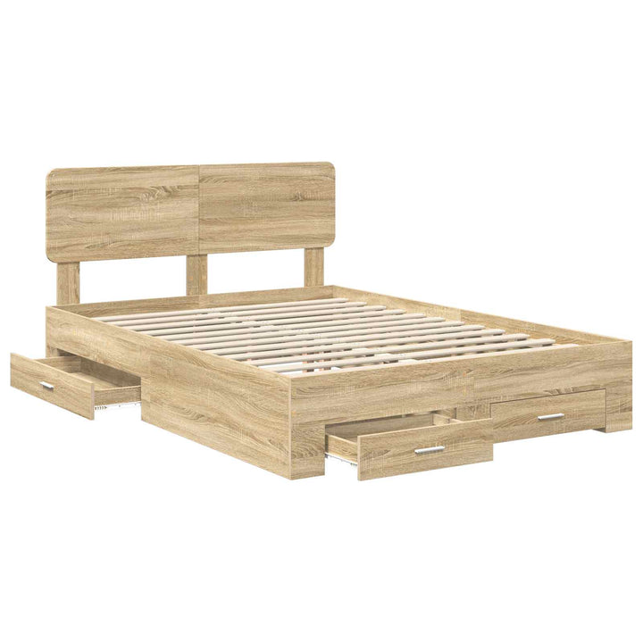 Sengestel med skuffe Sonoma eg 140 x 190 cm Konstrueret træ